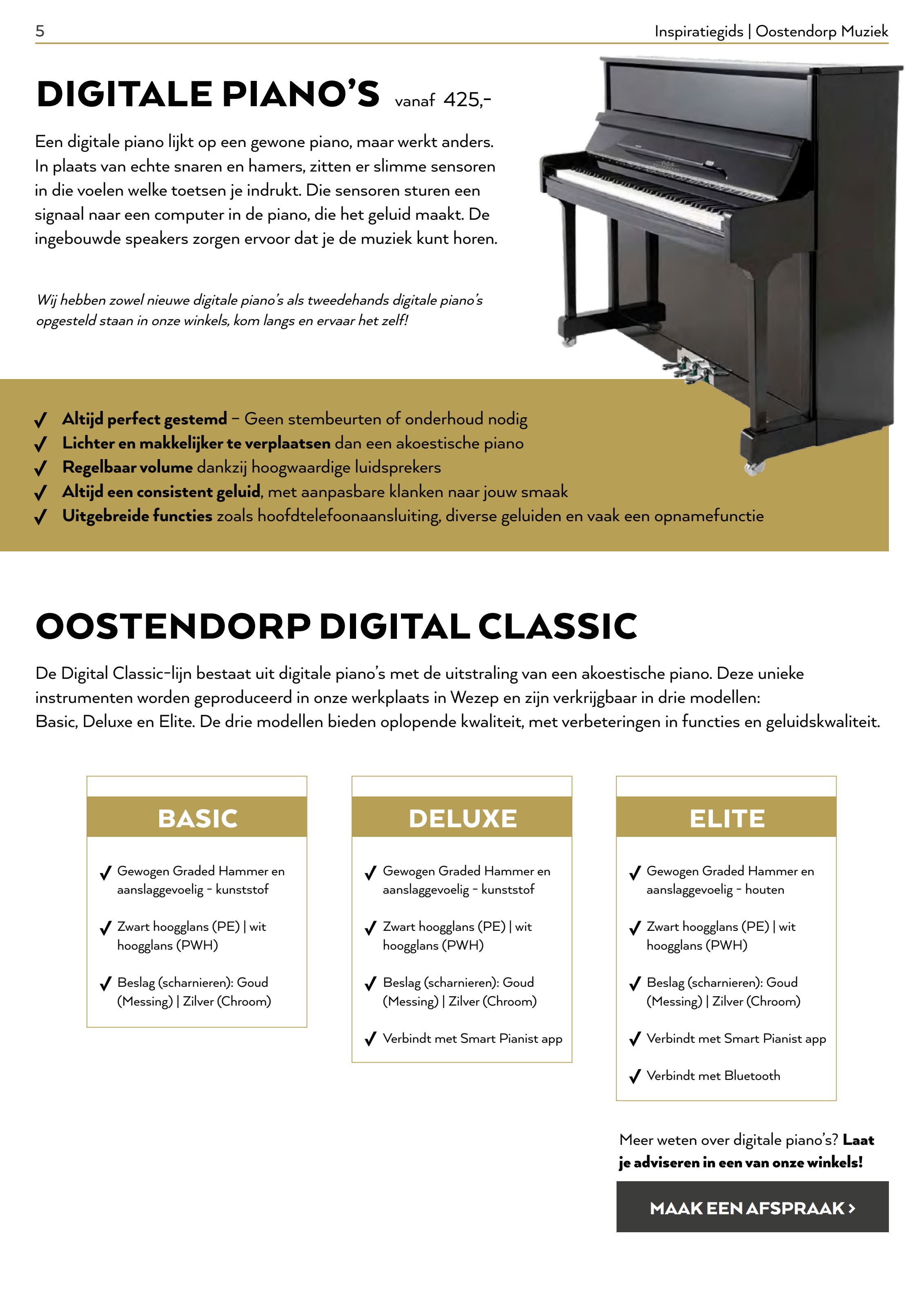 Voorbeeldpagina uit de gids: Digitale piano's